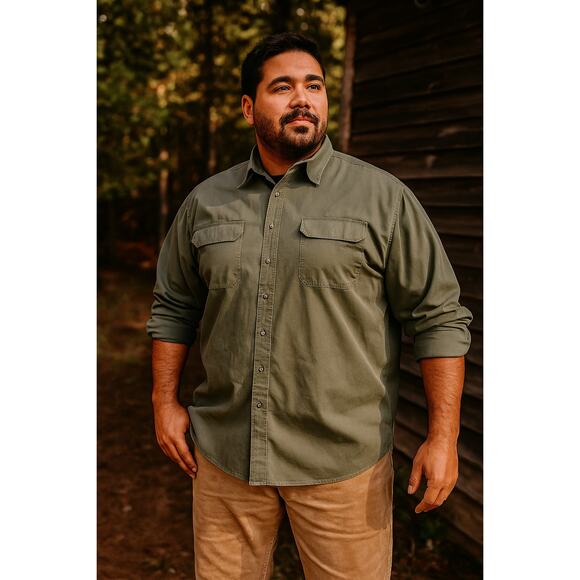 Cabela’s Men’s Long Sleeve Button-Up Shirt Size  Green Outdoor Utility 5X - Picture 1 of 8